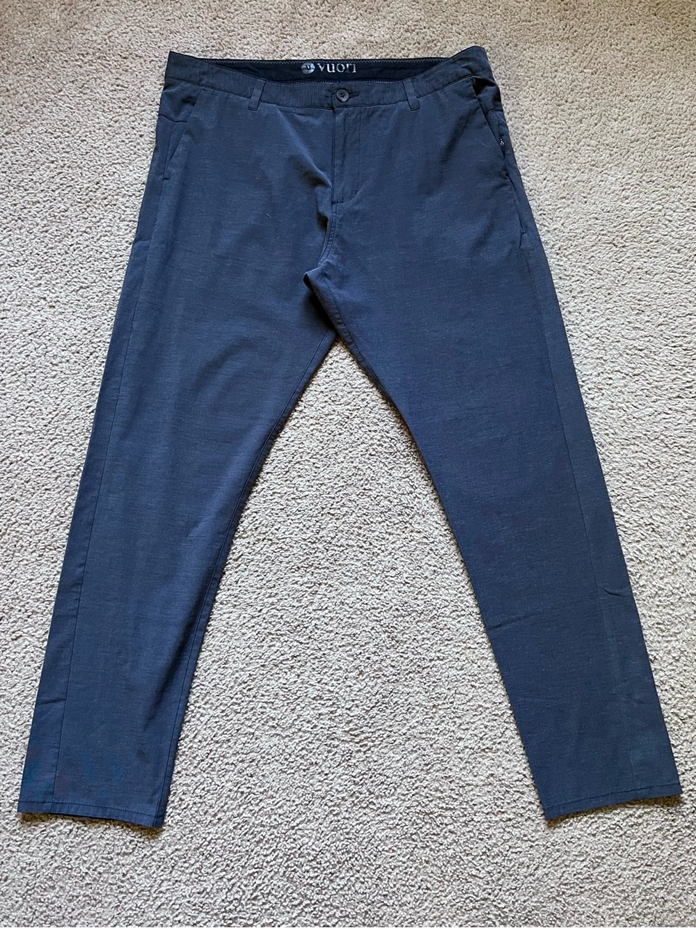 Vuori Men's Aim Performance Chino Pants Ink Blue Gray Sz 36 x 32